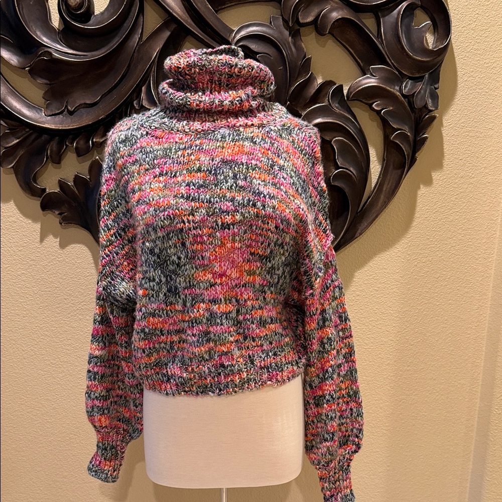 wild fable Multicolor Cropped Turtleneck oversized Sweater